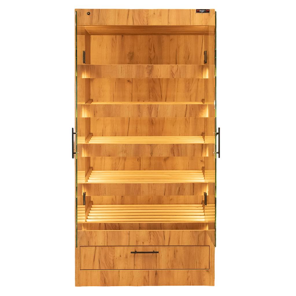 Mega-M 205x100x58 espositore pane vetro rovere kraft