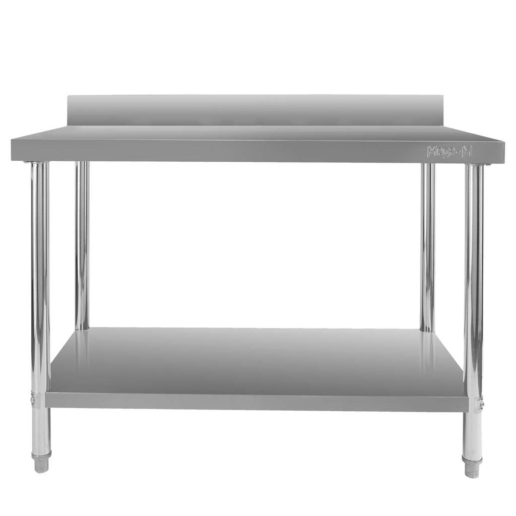 Mega-M X Standard tavolo inox con alzatina 120x70x85 cm ripiano