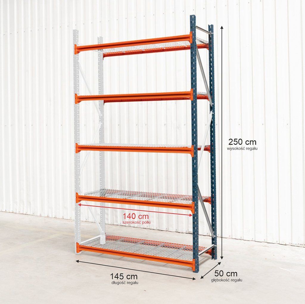 Mecalux M7 Scaffale 250x145x50 5 Ripiani Modulo Aggiuntivo