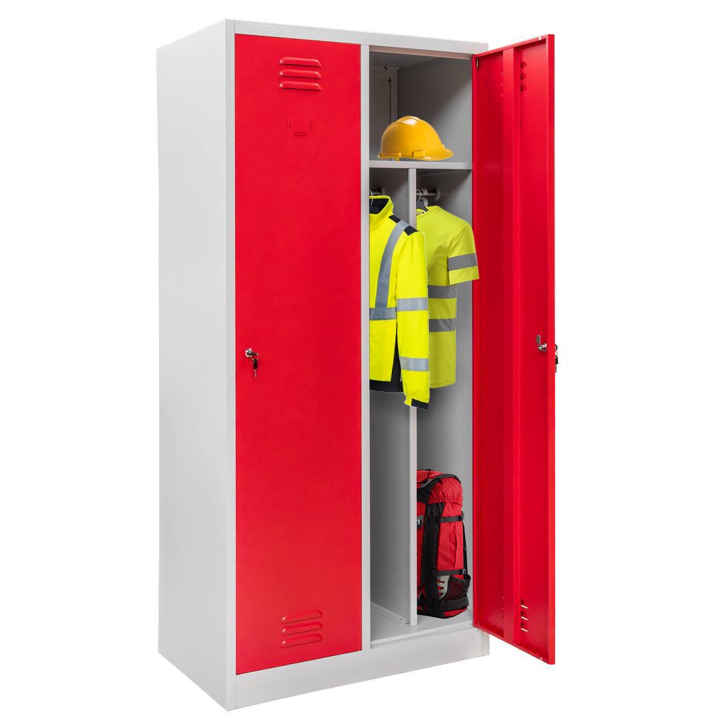 Mega-M S-80 armadietto spogliatoio 2 ante grigio rosso