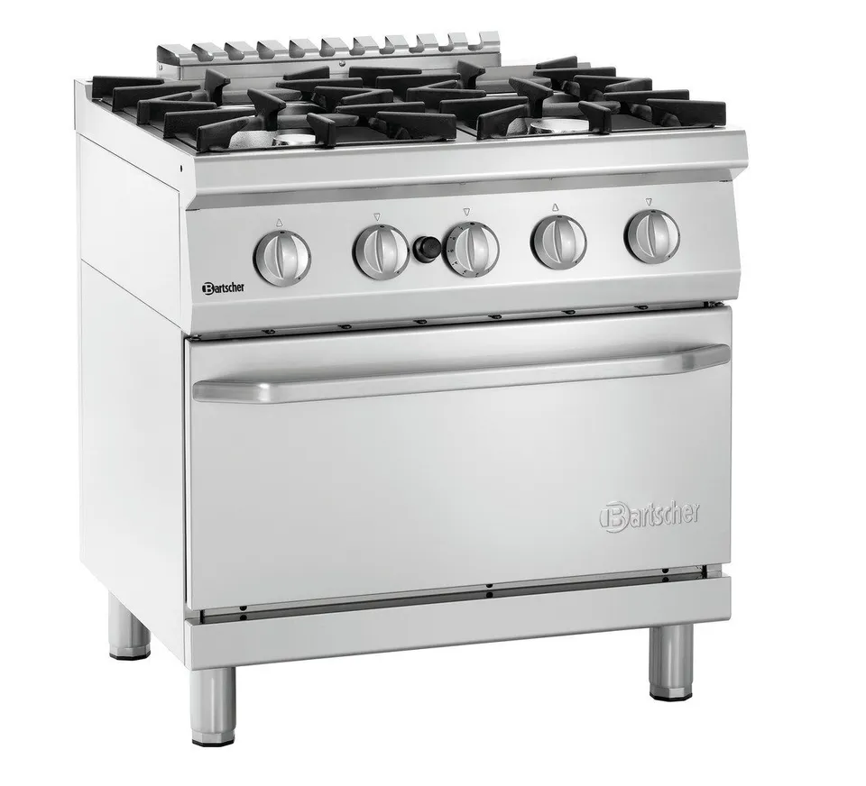Bartscher 2851251 cucina a gas 4 fuochi con forno GN 2/1