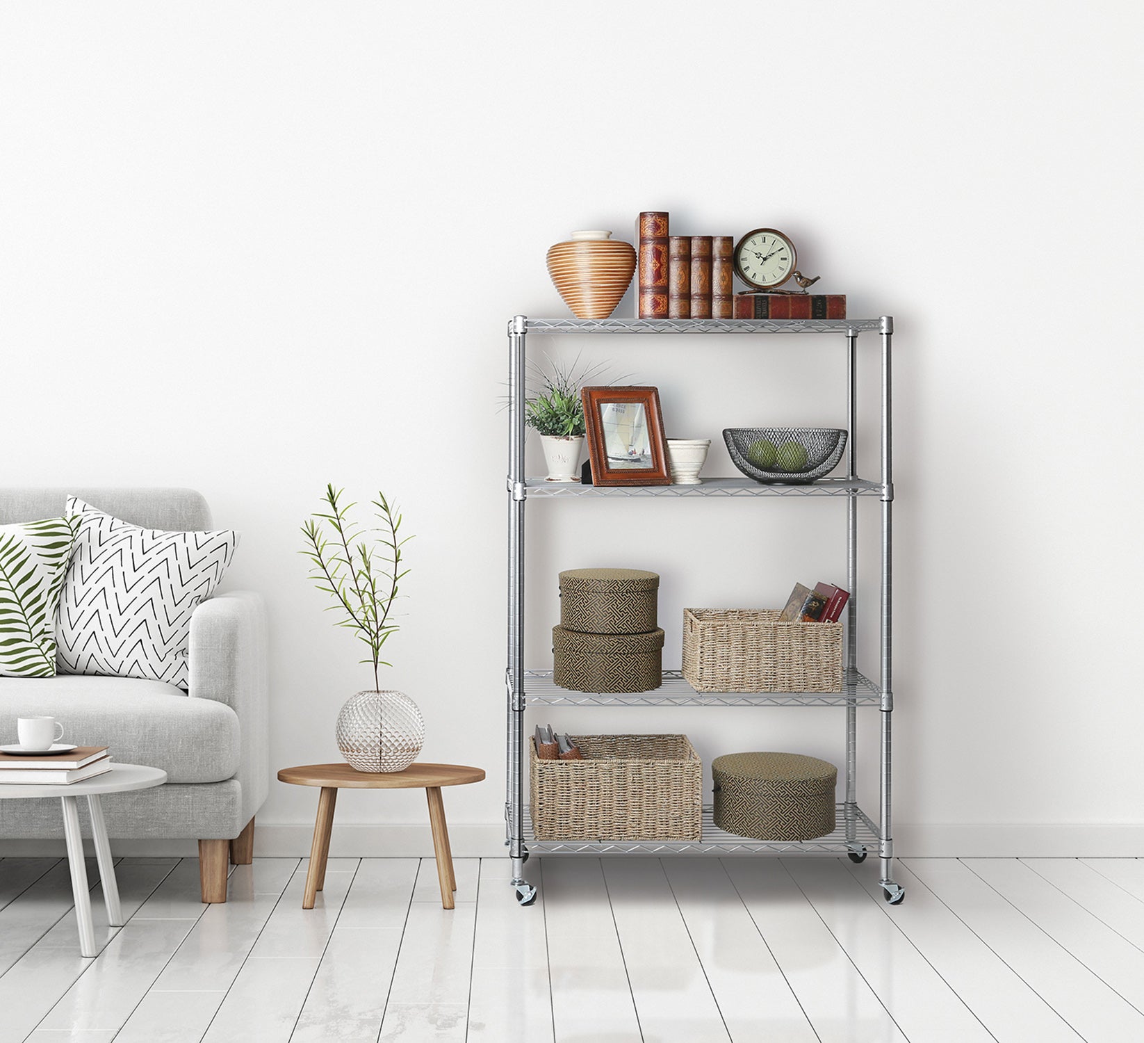 Seville Classics scaffale acciaio 4 ripiani 91x35 cm con ruote