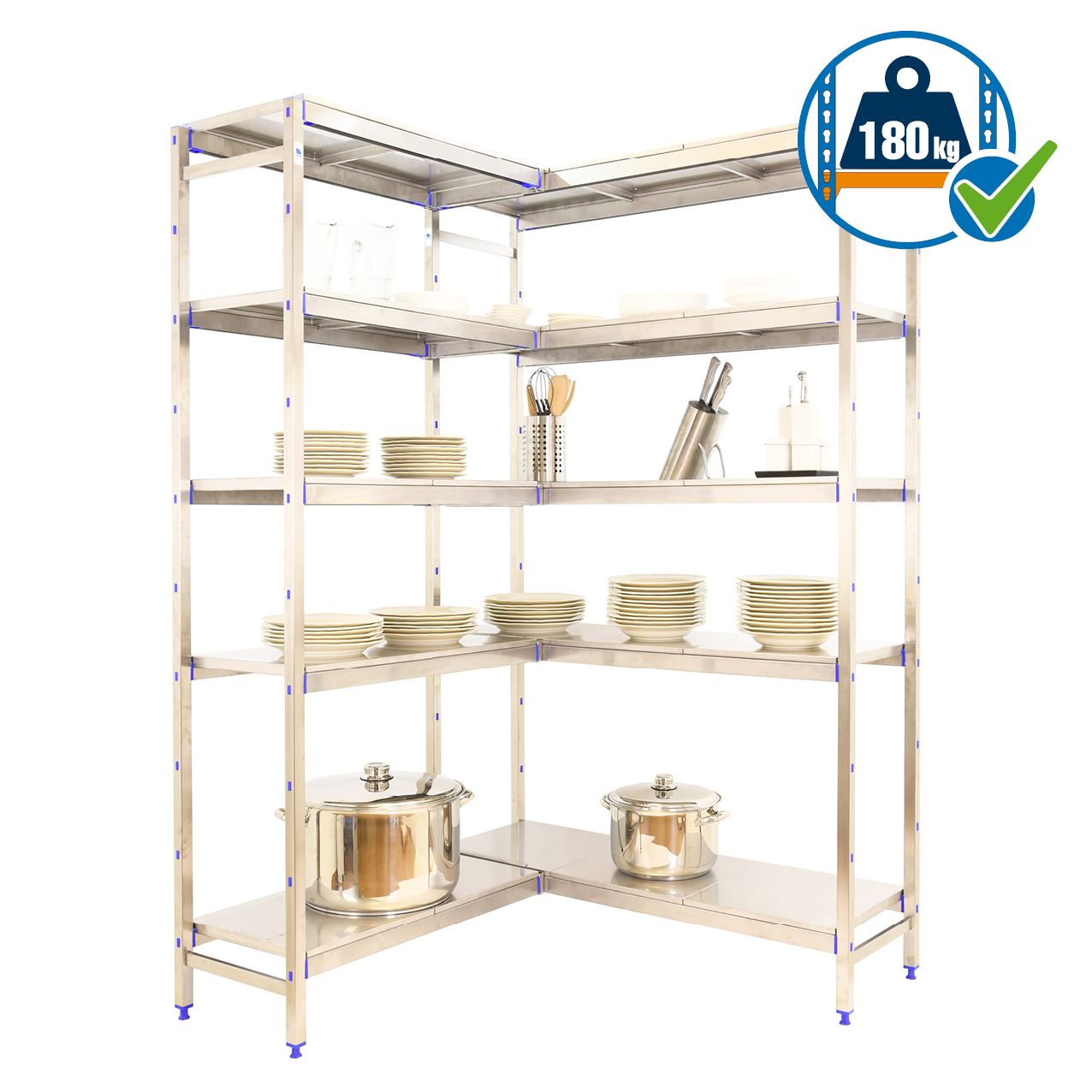 Simonrack SimonInox SS scaffale angolare inox 5 ripiani