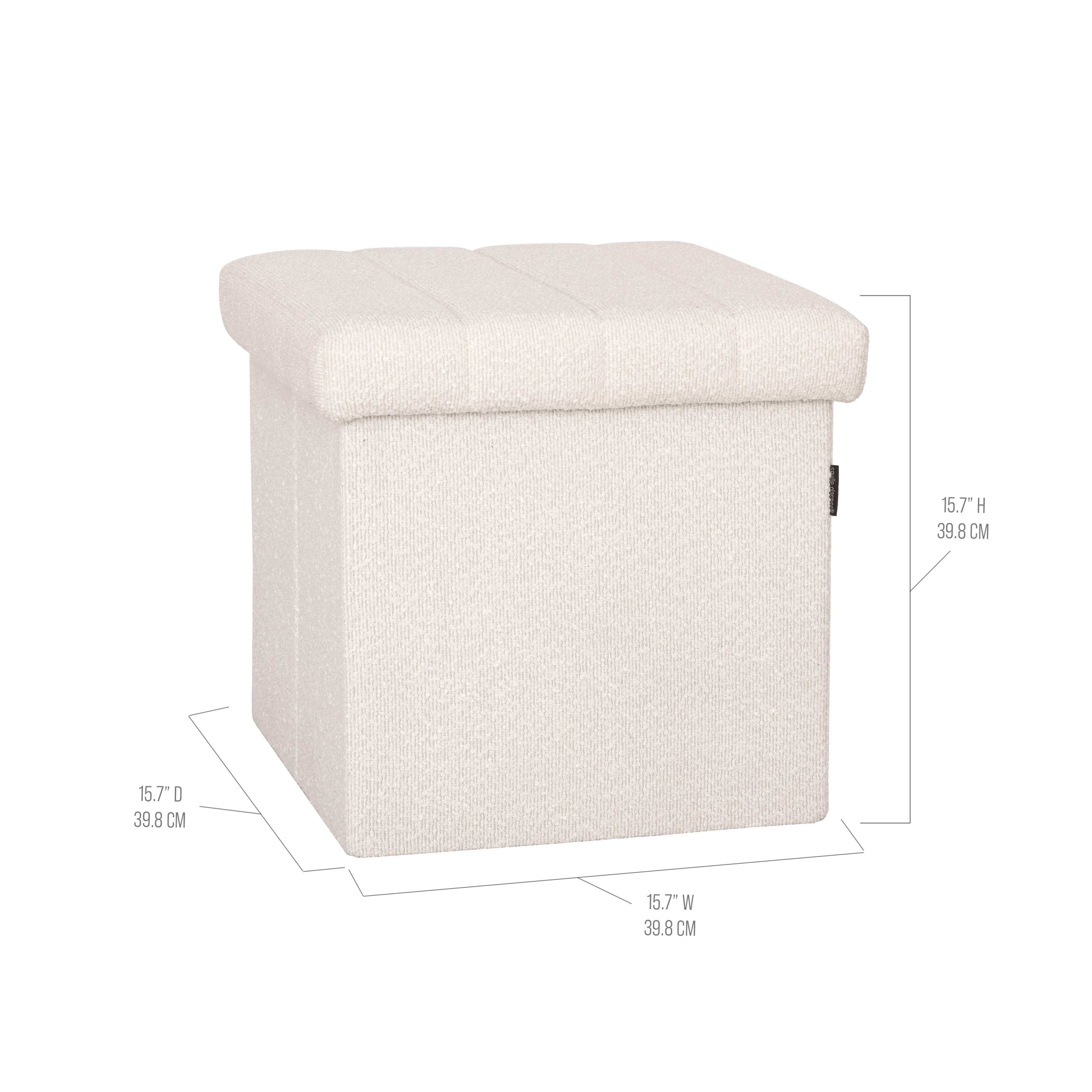 Seville Classics Pouf Contenitore Tondo Bianco Bouclé