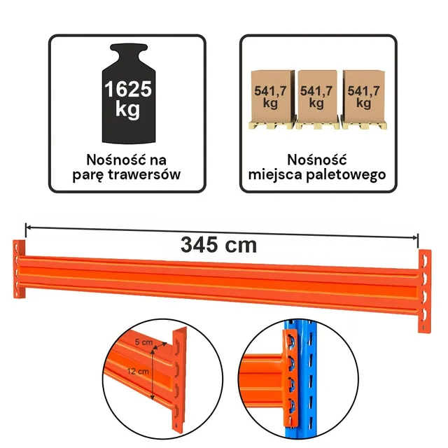 Stow traversa portapallet 345 cm arancione 1625 kg coppia