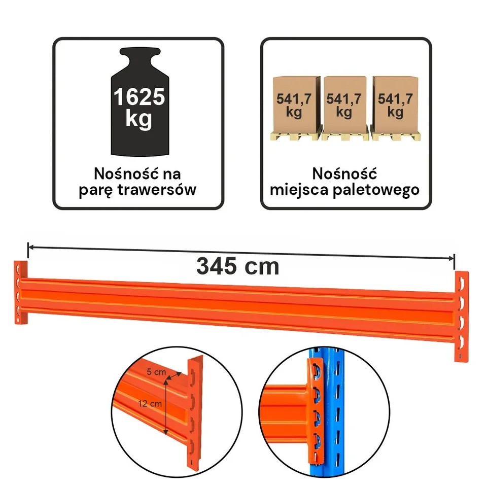 Stow traversa portapallet 345 cm arancione 1625 kg coppia