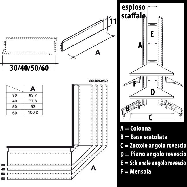 Agosistem Zoccolo Angolo Rovescio Scaffale Bianco