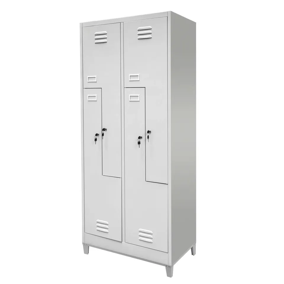 Mega-M S-80 Armadio Spogliatoio 4 Ante Tipo L 80 cm Grigio