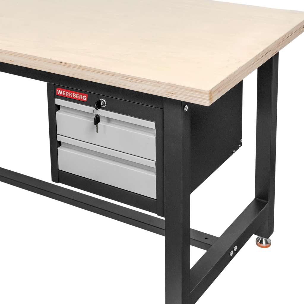 WERKBERG S-180 banco da lavoro 180 cm grafite con mobile 2 cassetti