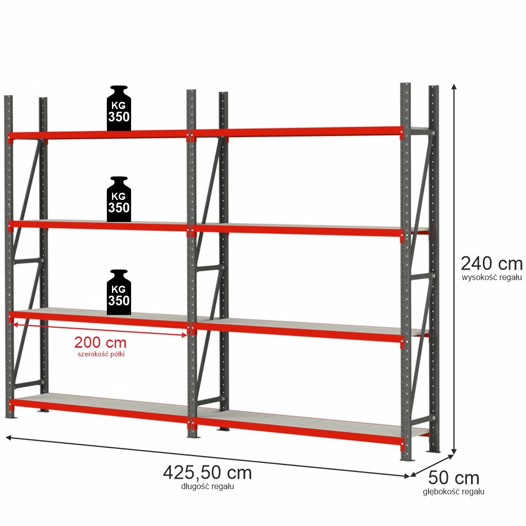 Mega-M Fortis scaffale magazzino 8 ripiani 240x425,5x50 cm