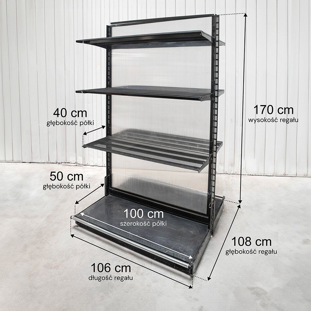Wireland Solid York H-170 L-106 scaffale gondola 6 ripiani policarbonato