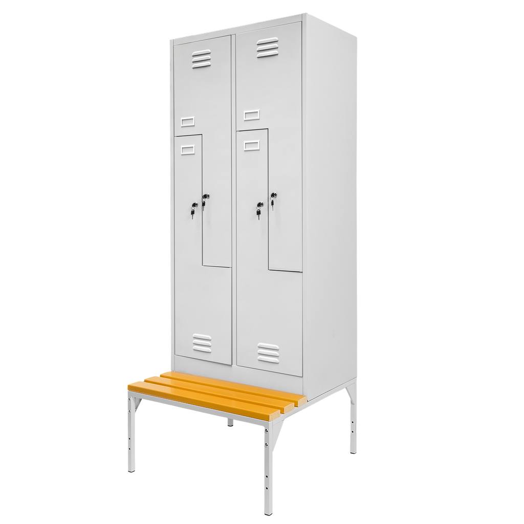Mega-M S-80 armadietto spogliatoio 4 ante grigio con panca