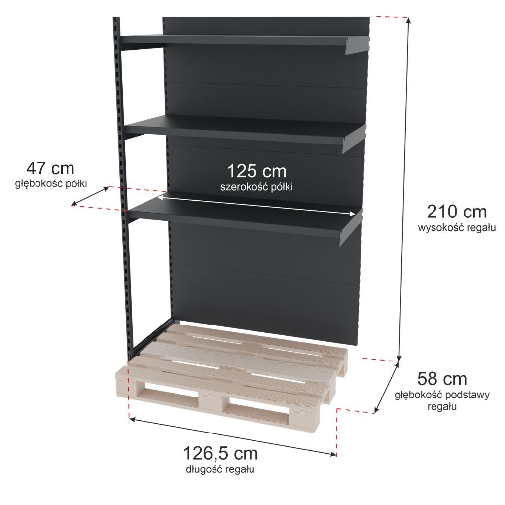 Mega-M Merkury II H-210 L-126,5 Scaffale Negozio Grafite