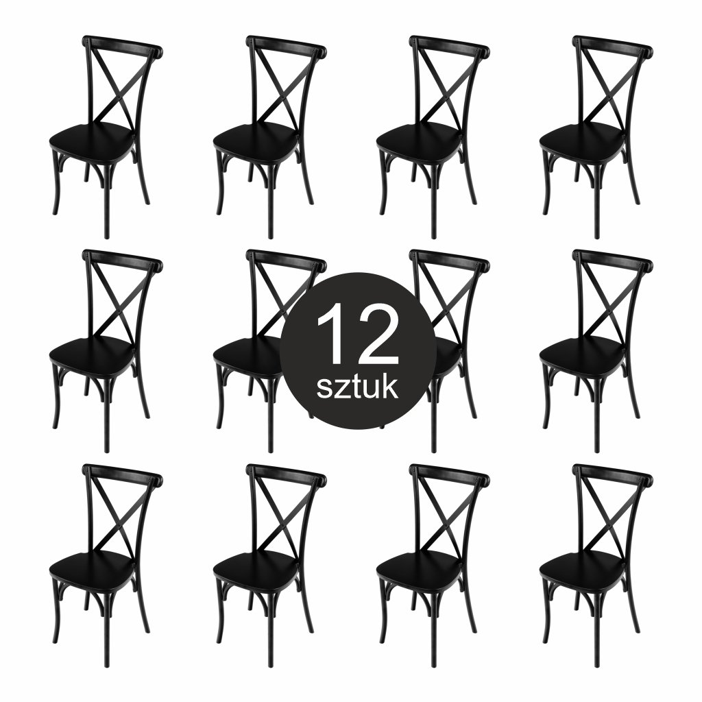 Furvero Boho sedia banchetto nera legno 12 pezzi